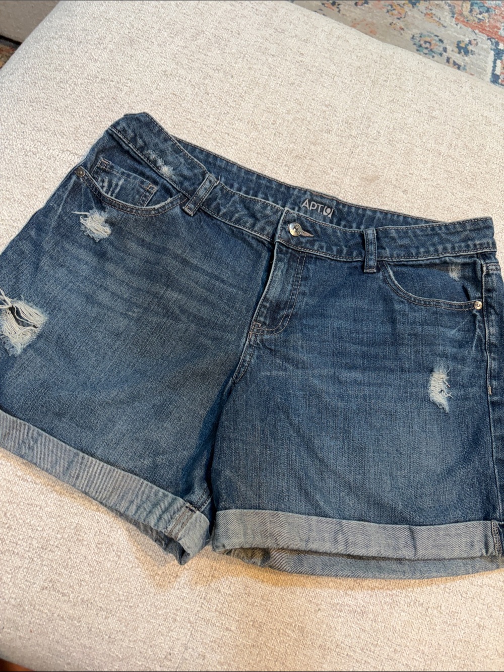 Apt. 9 Distressed Rolled-Hem Denim Shorts - Blue